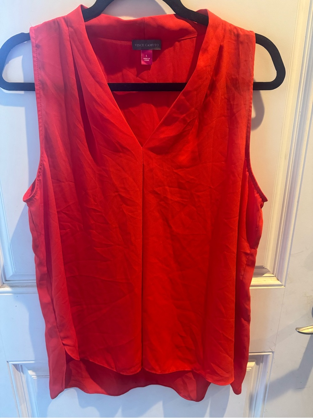 Vince Camuto Bright Red Sleeveless V-Neck Blouse